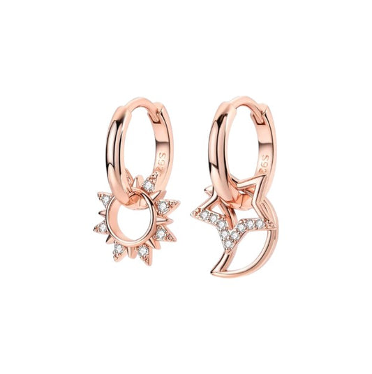 Aros Sol y Luna Rose Gold