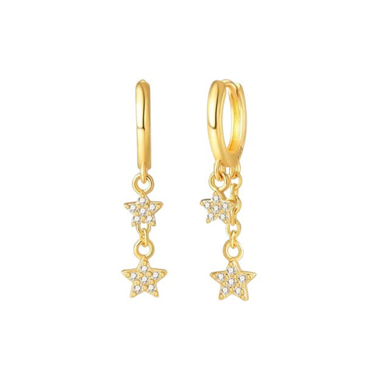 Aros Estrellas Colgantes Gold