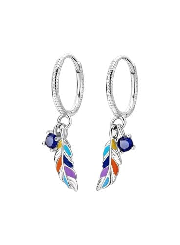 Aros con Plumas Multicolores