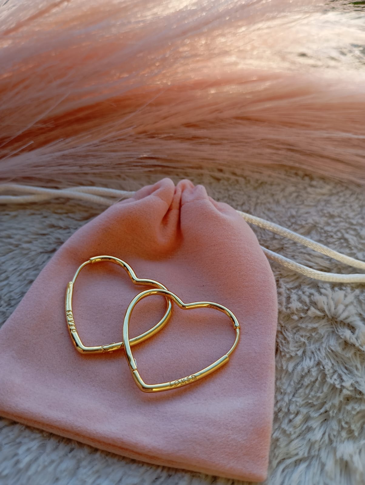 Gold Love Heart Hoops