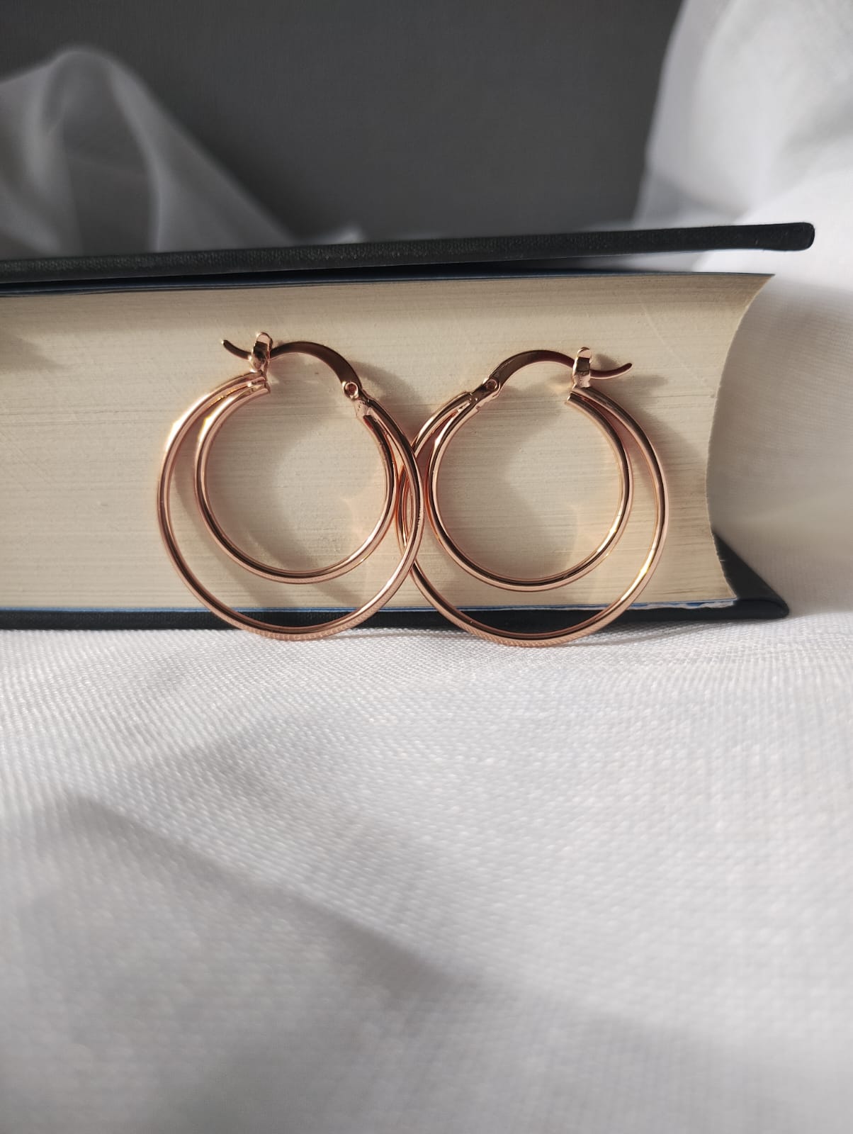 Aros  Doble Linea Rose Gold